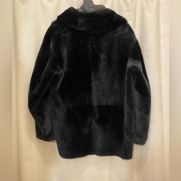 Vince shawl collar reversible lamb shearling fur leather jacket coat - Picture 7 of 11